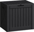 Greesum 40 Gallon Outdoor Deck Box, Resin Storage Chest, Dark Black