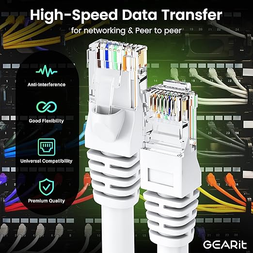 GEARit Cat 6 Ethernet Cable Cat6 Network Patch, Snagless Cord, Internet (50-Pack)