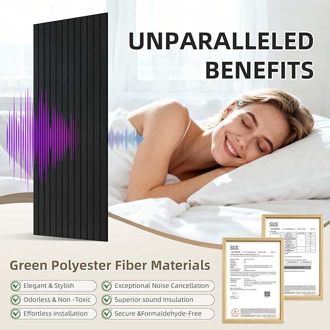 TO-TH Wood-Look Acoustic Panel, 4 Pack 47.2” x 23.6” Soundproof Wall Panels