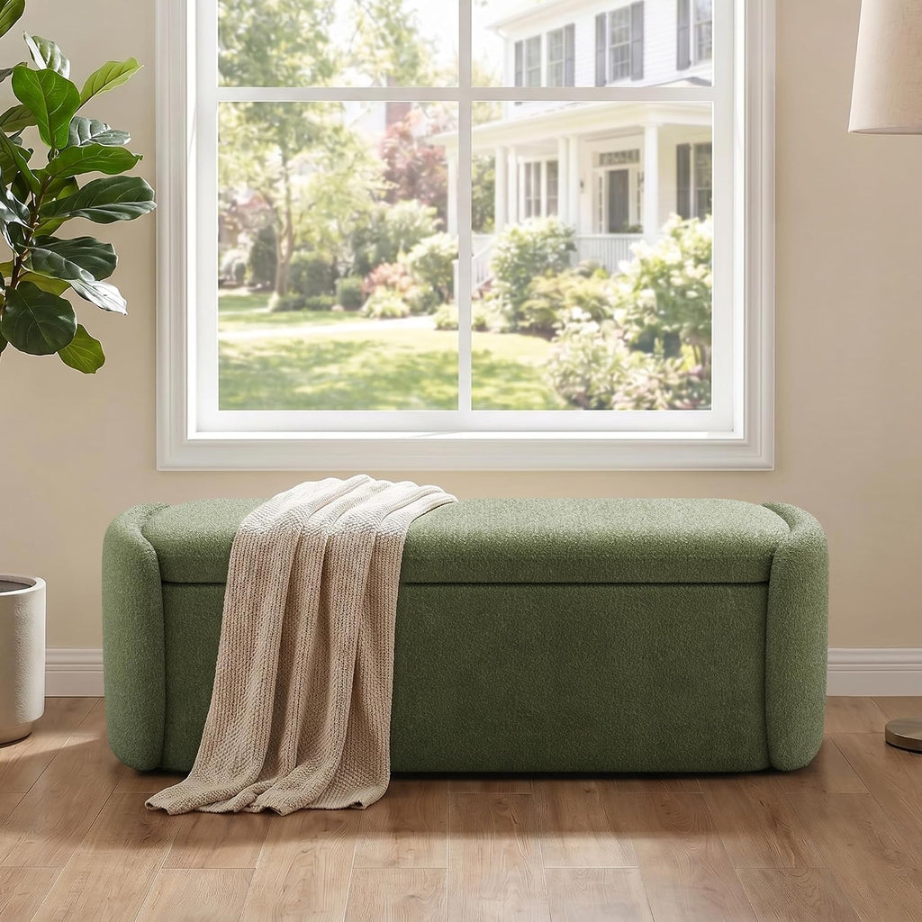 vknow storage bench, upholstered storage ottoman bench with on a desk or shelf