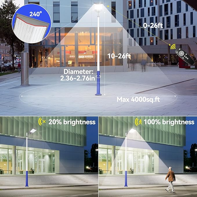 8500W Solar Street Lights Outdoor, 550000LM 7000K Solar Parking Lot Lights Dusk