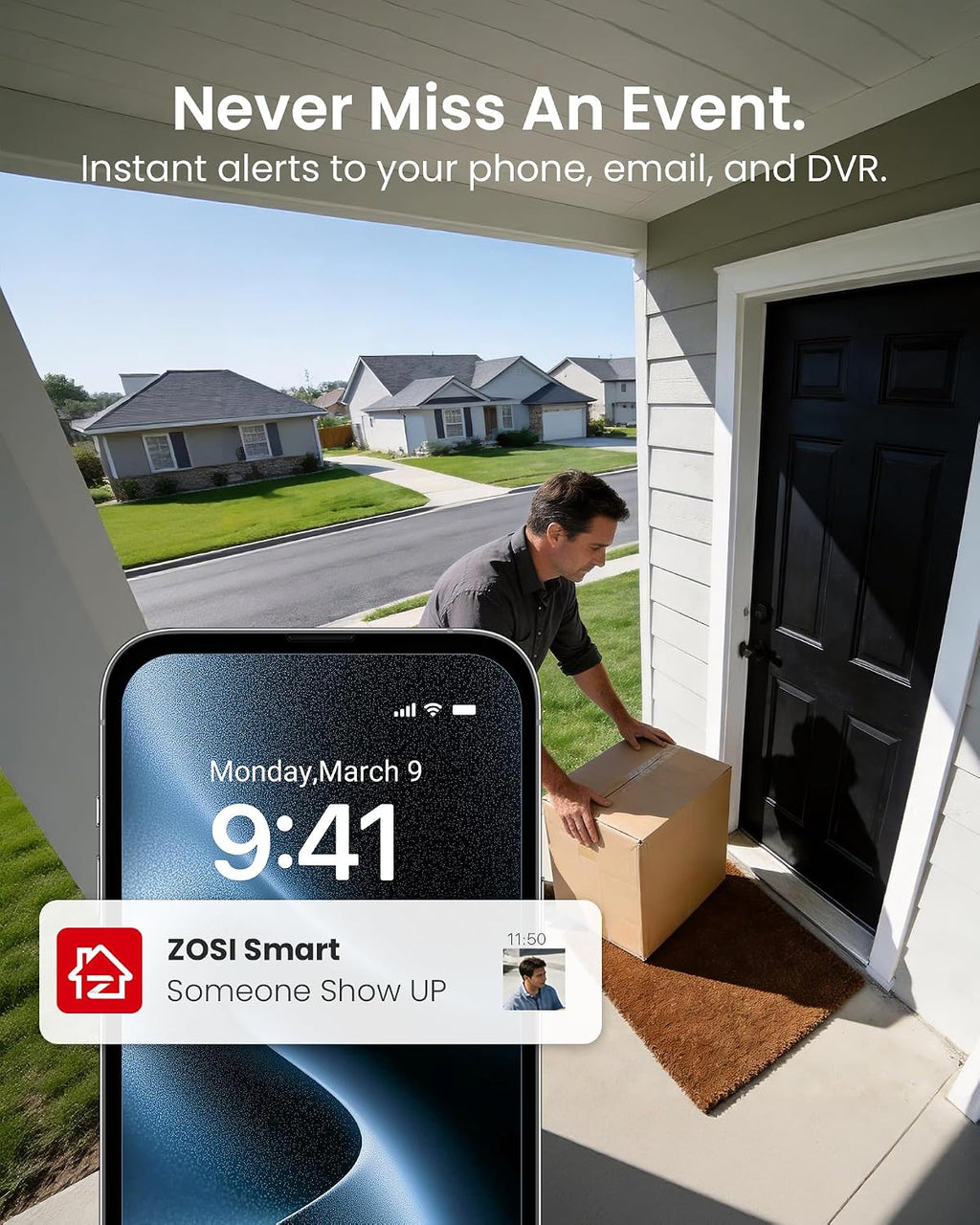 zosi 16ch 3k lite security camera system, 16x showing dimensions
