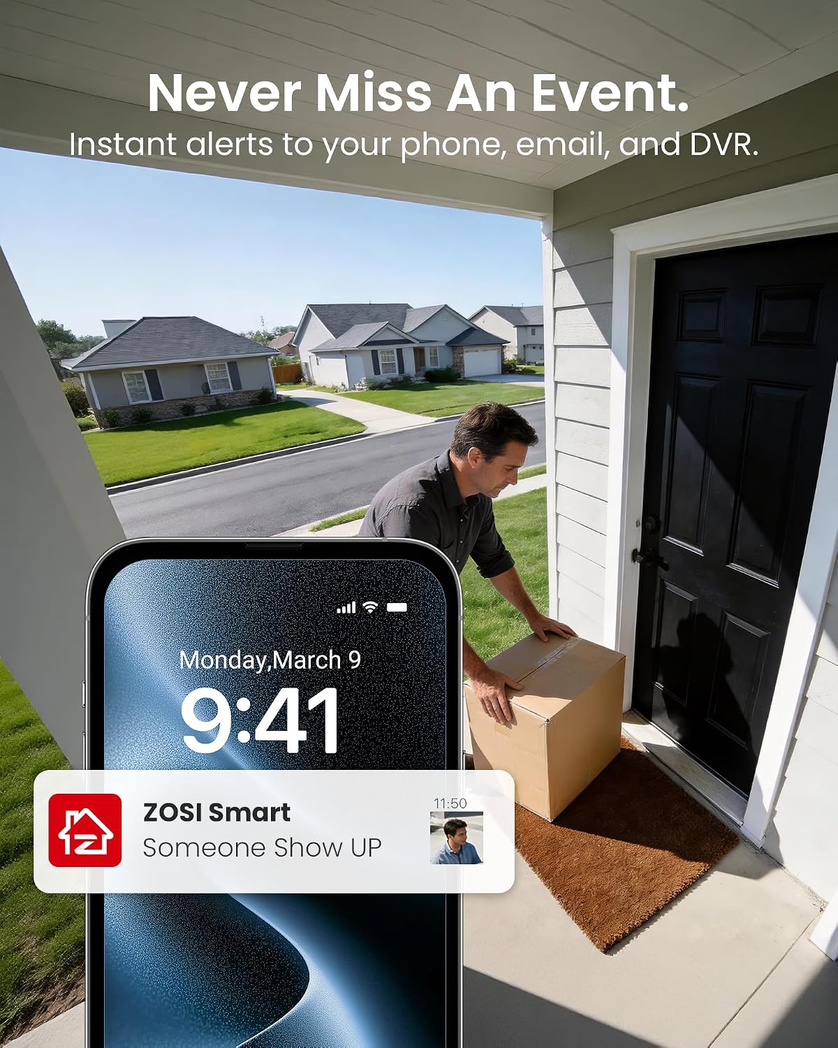 zosi 16ch 3k lite security camera system, 16x showing dimensions