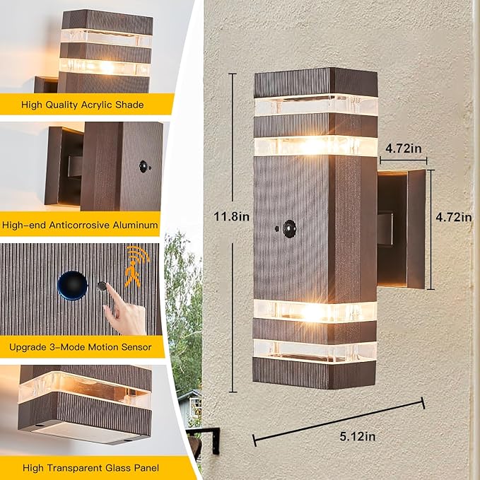 2 Pack Oil Rubbed Bronze Outdoor Wall Lights