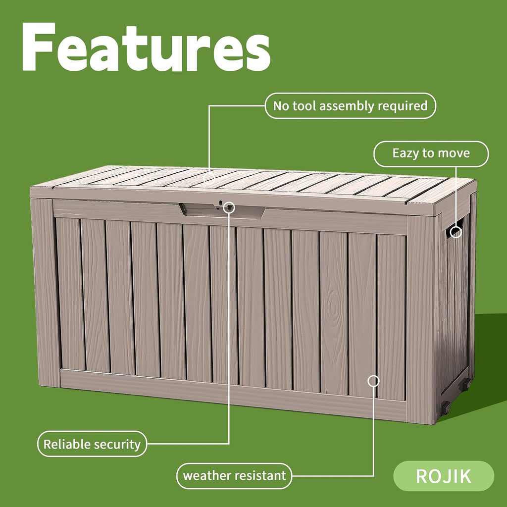 rojik outdoor storage housing deck box - waterproof, close-up detail