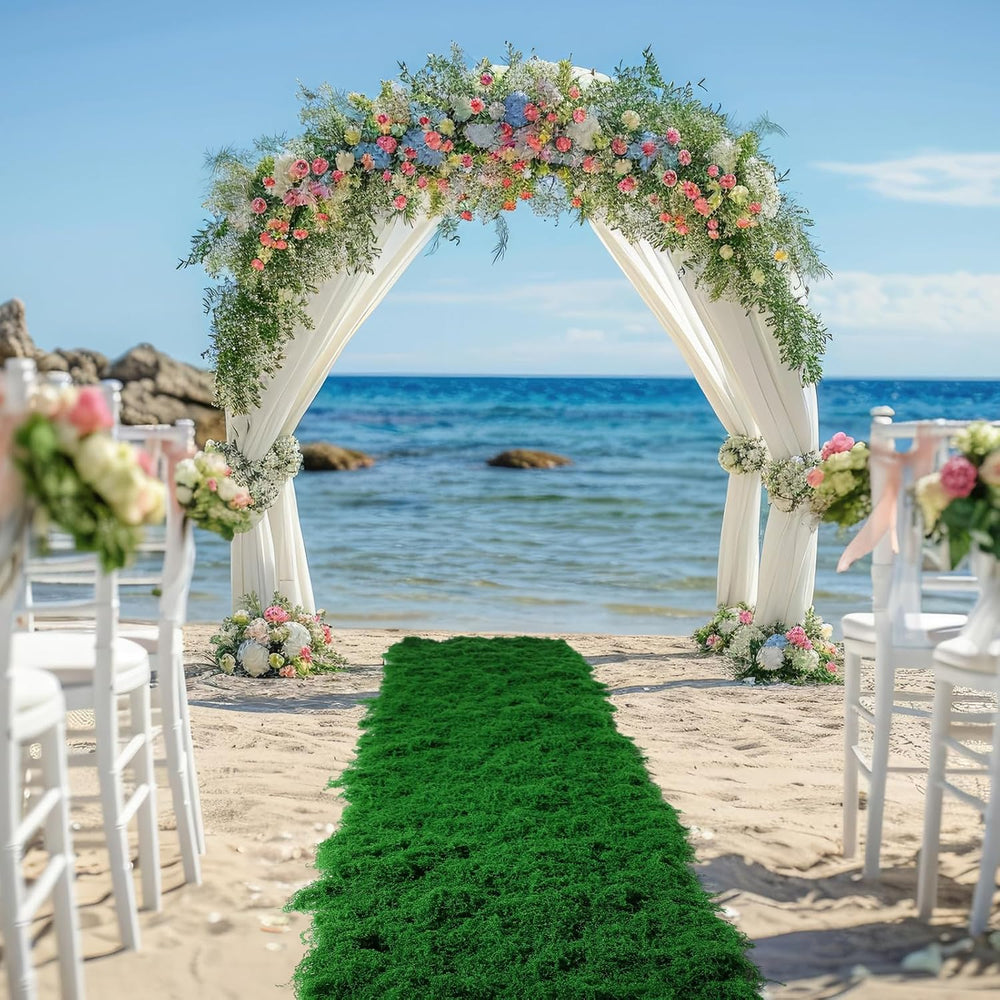 2 Artificial Moss Table Runner Halloween Enchanted Party Decor, Dark Green