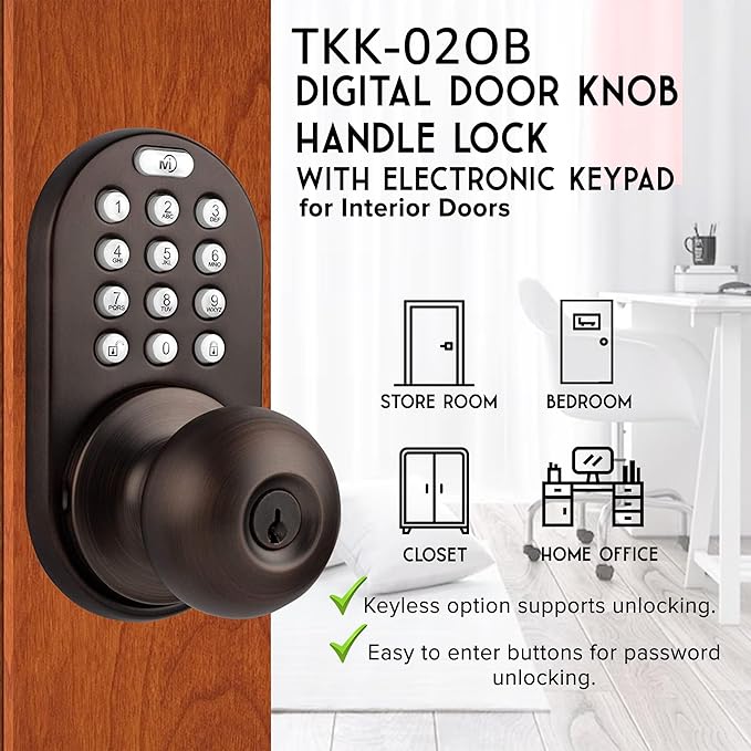 MiLocks TKK-02OB Digital Door Knob Lock