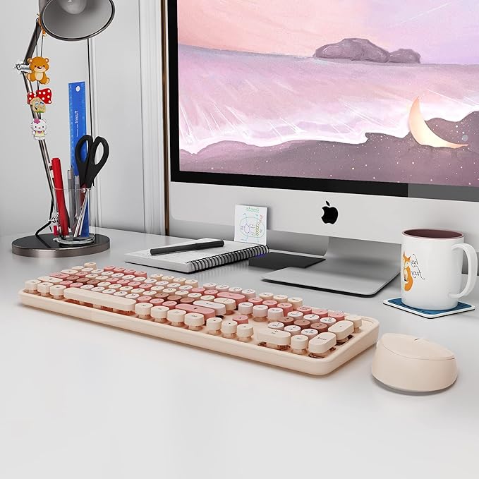 Wireless Keyboard and Mouse, KOOTOP Cute Keyboard and Mouse, 2.4G Wireless