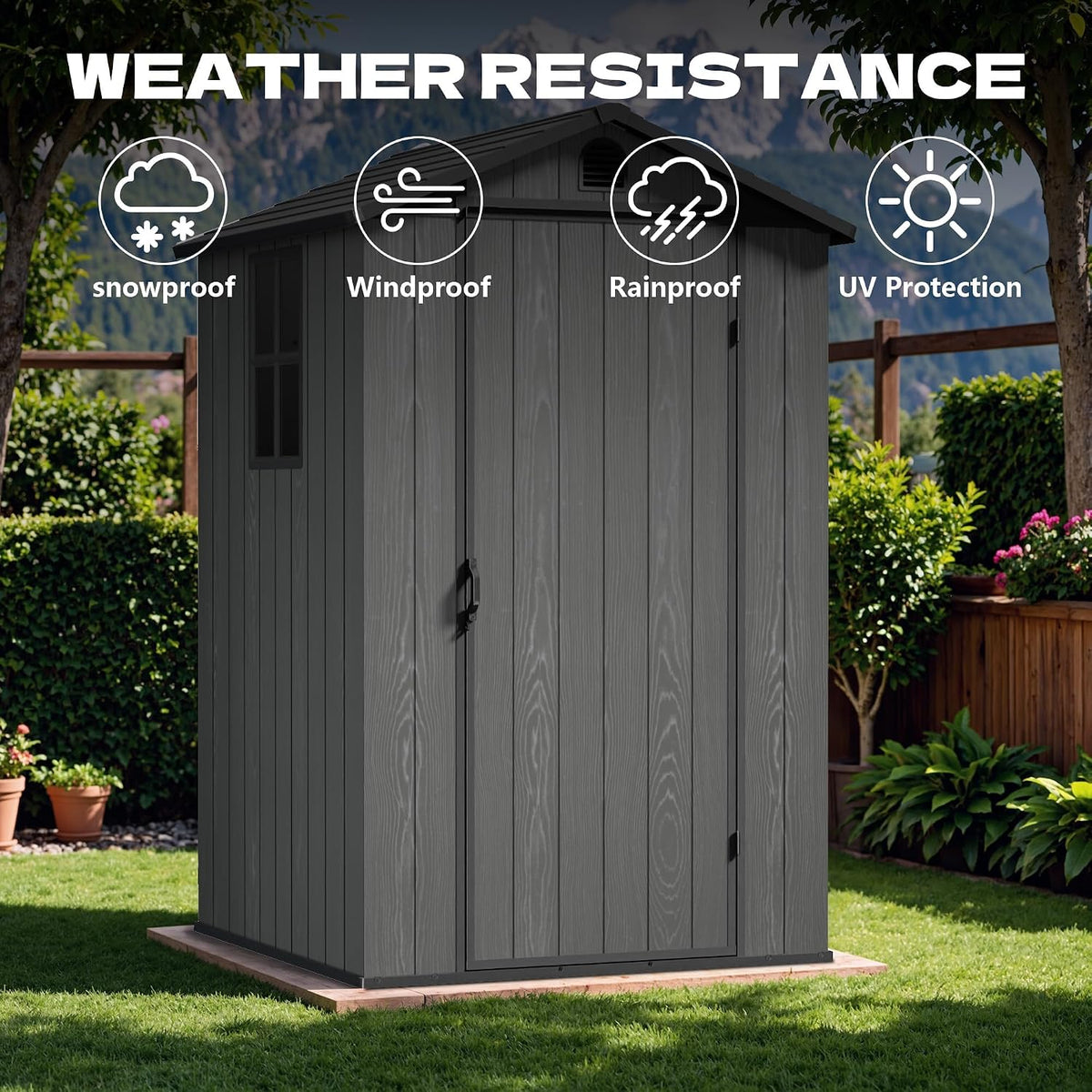 devoko 4×4 ft resin outdoor storage sheds with, package contents