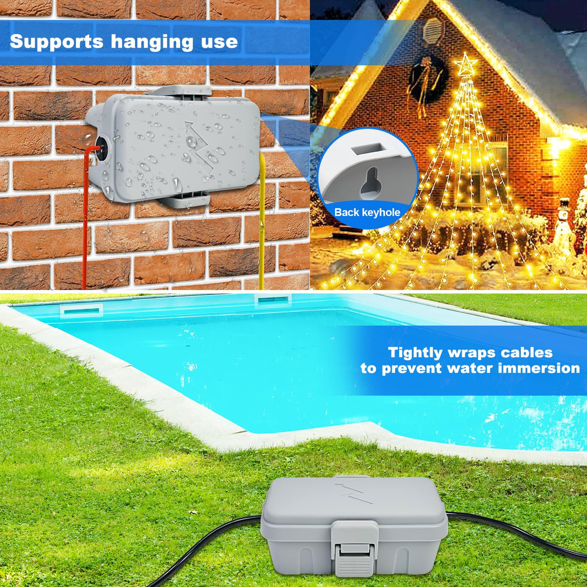 hrensaw 3pcs small weatherproof electrical connection box(inner 5.5x3x2.2inch),outdoor showing dimensions