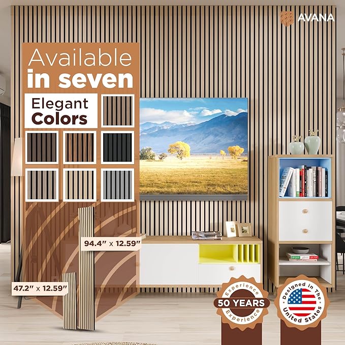 Avana Acoustic Wood Wall Panels – 94.4 x 12.6 Inch White Oak Acoustic Panels 2 (2 PCs)