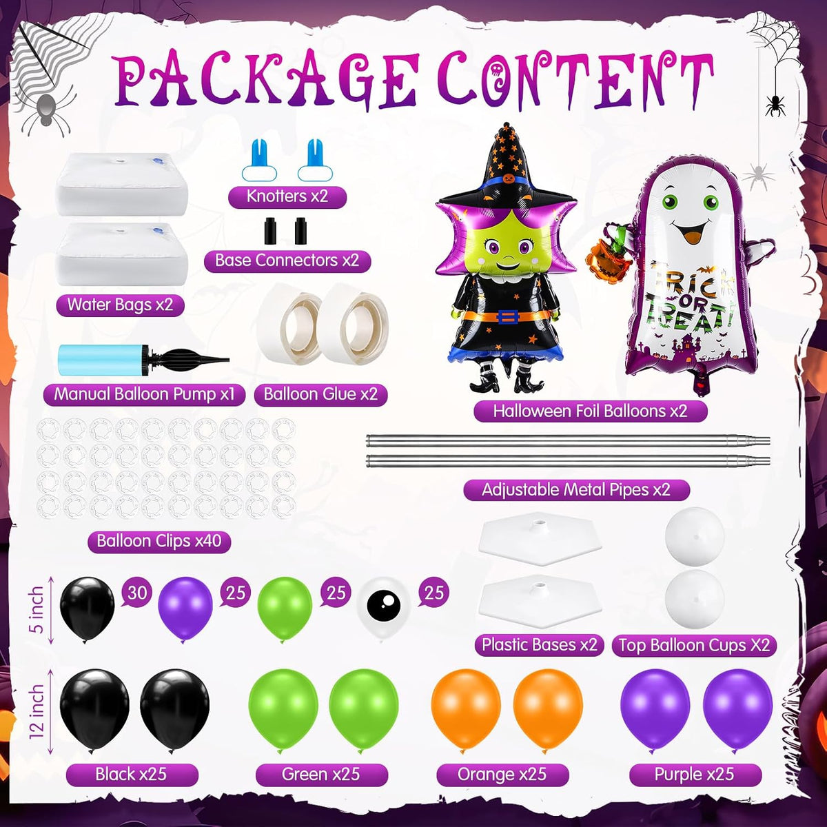 Kasyat 2 Sets Halloween Balloon Column Kit, Witch, Ghost
