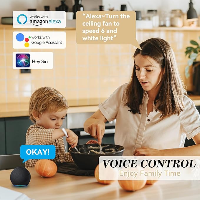 SMAAIR 52 Inch Smart Wifi Ceiling Fans