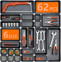 UPGRADED 6 SIZE & 62 PCS Tool Box Organizer Desk Drawer Organizer Tray Set