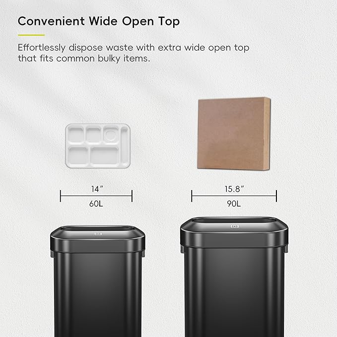 EKO Urban 24 Gallon/90 Liter Open Top Stainless Steel Slim Commercial Trash Can