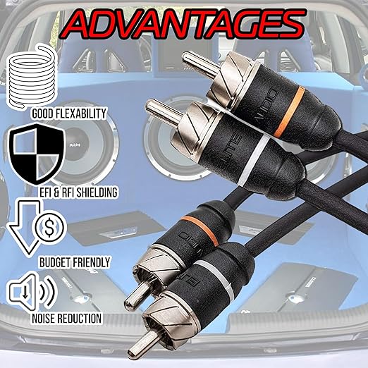 Elite Audio Premium Series 20ft. 6-Channel Car Audio RCA Cable – Double Shielded