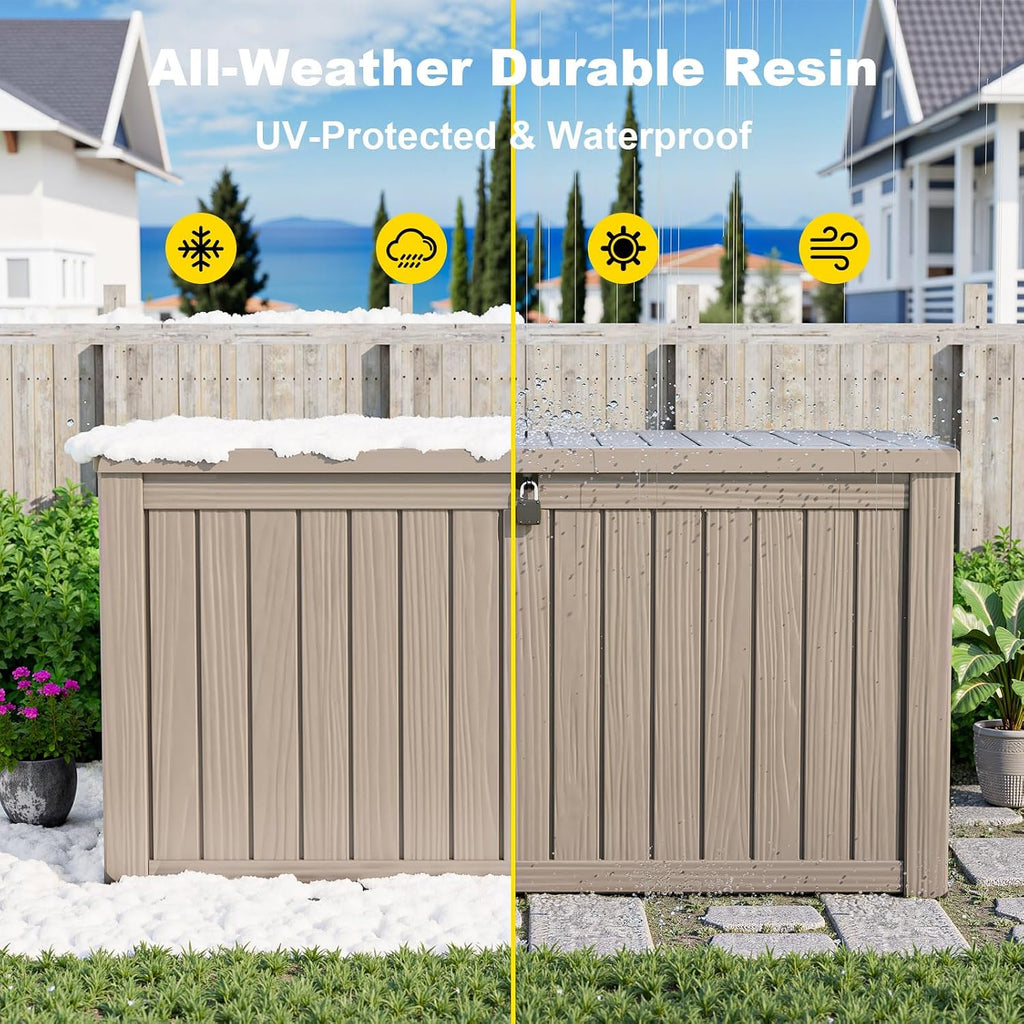 rojik outdoor storage housing deck box - waterproof showing dimensions