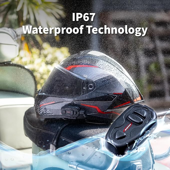 BIKECOMM Salut Motorcycle Helmet Speakers Intercom – 1000M Range Wireless