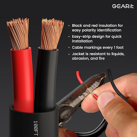 GEARit Outdoor Speaker Wire CL3 Rated, 12 Gauge Speaker Wire, Speaker Cable 250