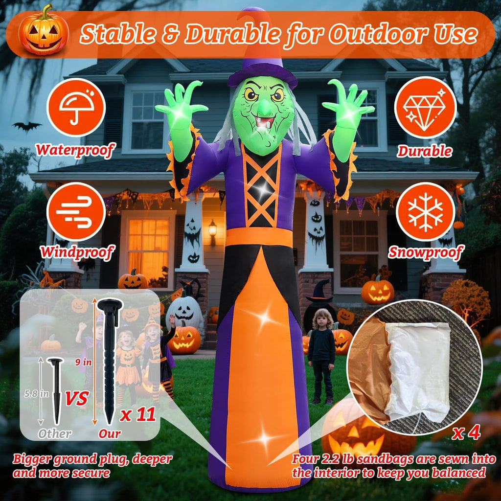 20FT Extra Large Outdoor Halloween Inflatables Decorations Witch Blow up