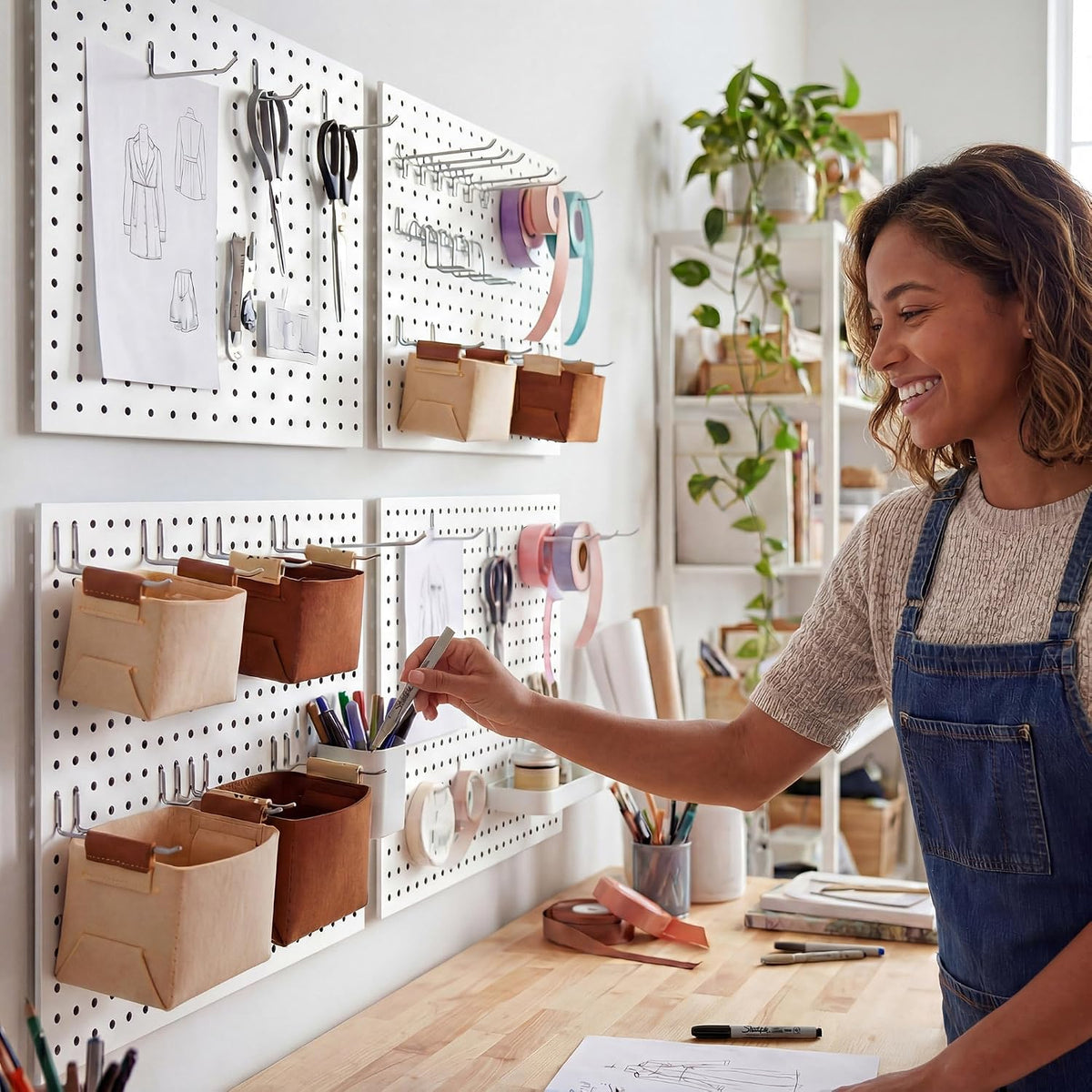 Spampur 4 Pack Peg Board Organizer, Includes Metal PegBoard and Accessories