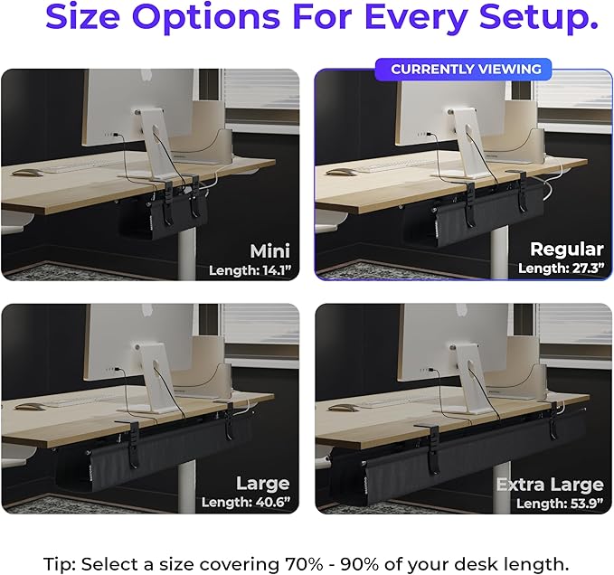 Ascrono Original No Drill Under Desk Cable Management Tray 27.3"
