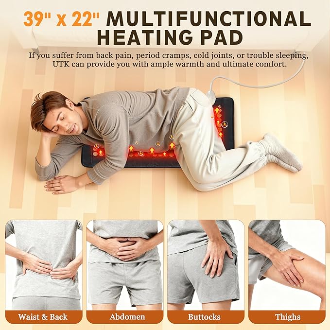 UTK Far Infrared Heating Pad for Back, 5X Pain Relief