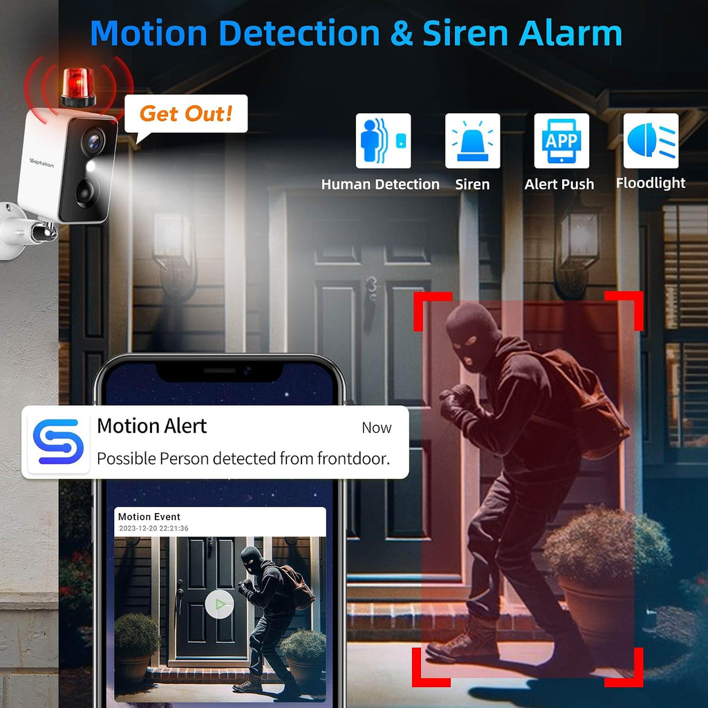 septekon 2k security cameras wireless outdoor 4 pack showing dimensions