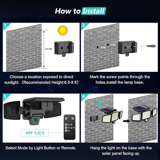 Tuffenough Solar Outdoor Lights 2500LM 210 LED Security Lights (3 Packs)