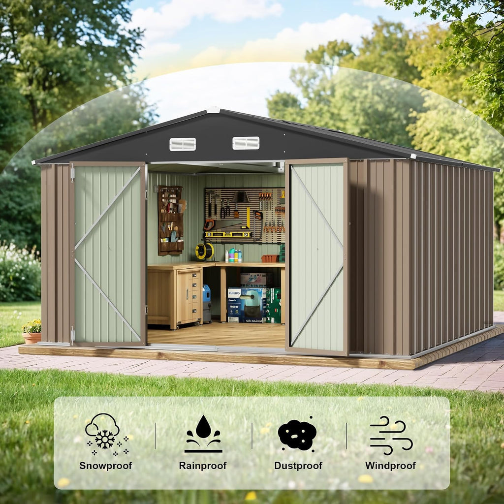 jummico 10 x 8 ft outdoor storage shed, package contents