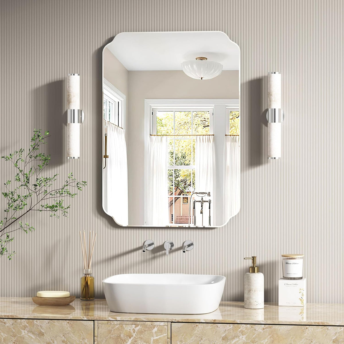 Bathroom Mirrors for Over Sink, Frameless Mirrors for Wall, 20x28 Inch Beveled