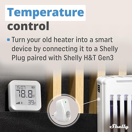 Shelly H&T Gen3 White | Wi-Fi & Bluetooth Smart Temperature & Humidity Sensor