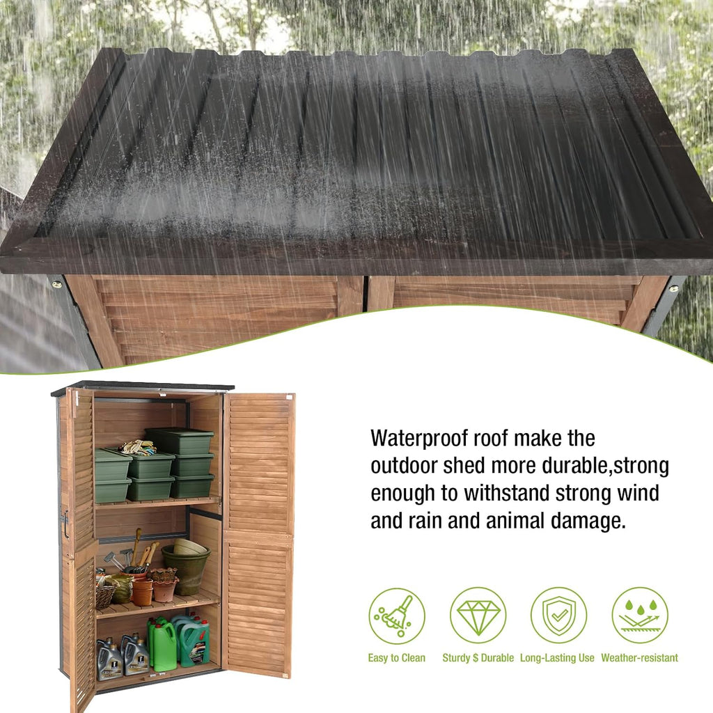 outdoor storage shed with adjustable shelfs tool cabinet showing dimensions