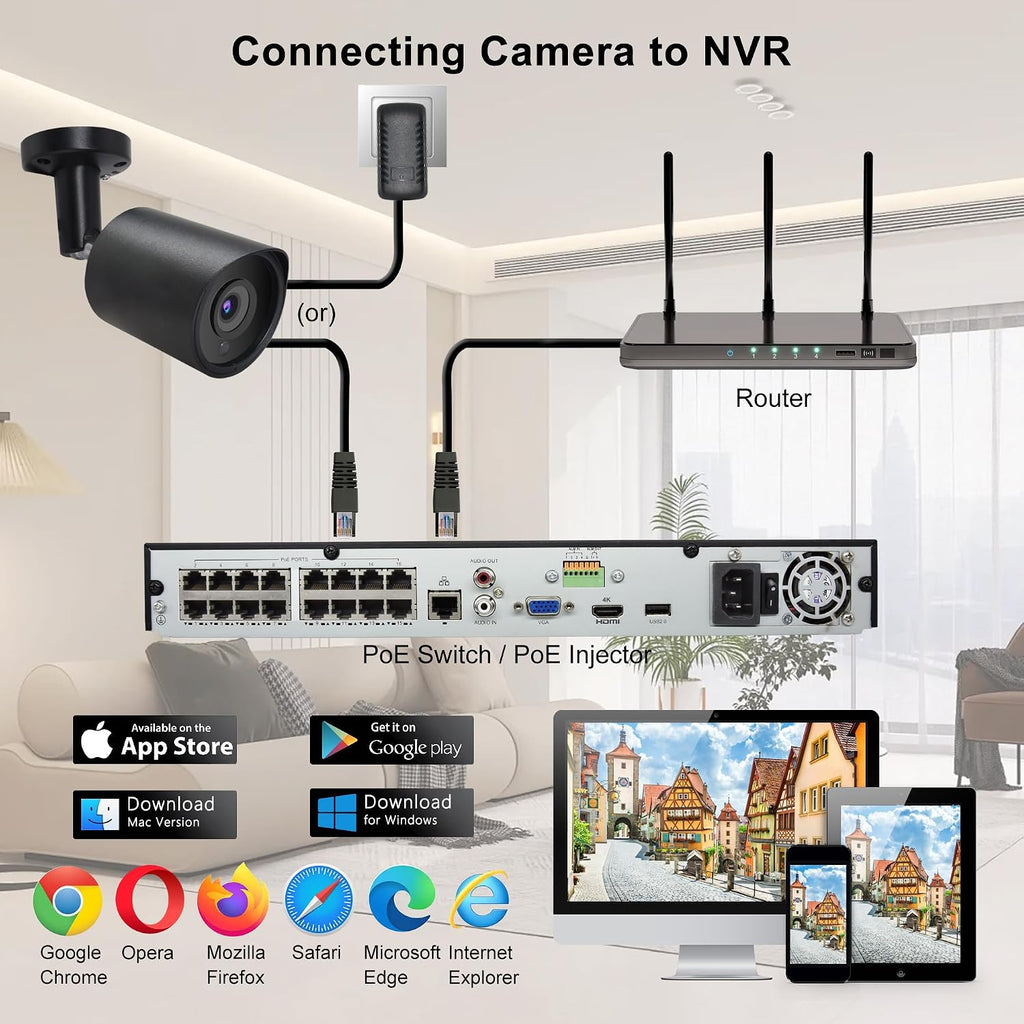 5mp poe ip bullet security camera with 2.8mm on a desk or shelf