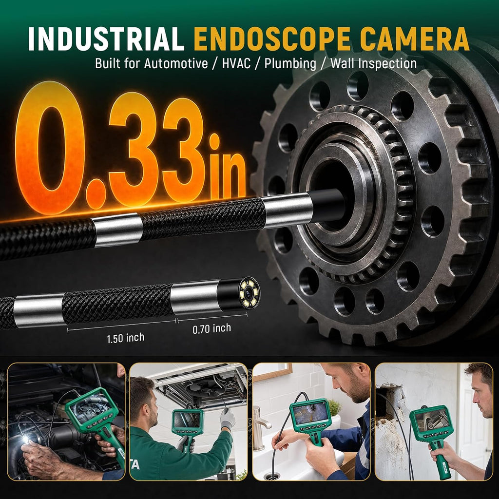 sata articulating borescope camera with light, 210° two-way, package contents