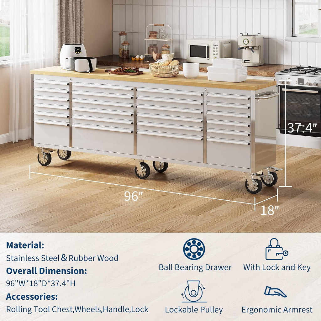 96 inch tool chest, rolling tool cabinet with shown in use