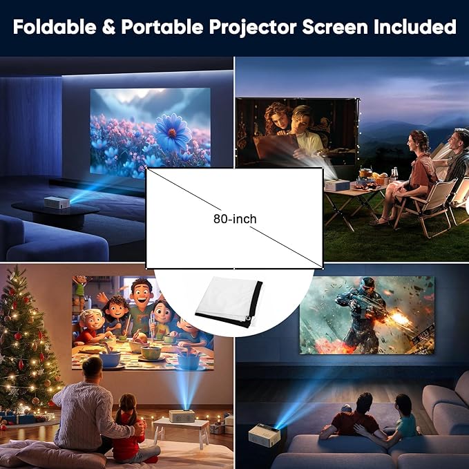 TMY 1080P Full HD Portable Mini Projector, Upgraded Bluetooth Movie Projector
