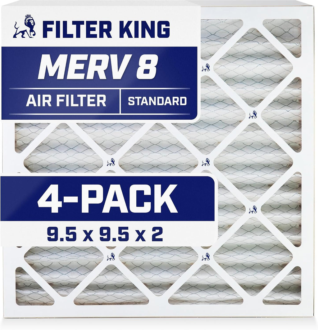 Filter King 9.5x9.5x2 Air Filter | 4-PACK | MERV 8 HVAC Pleated A/C Furnace