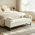 64" W Storage Benches End of Bed Bench, Ivory