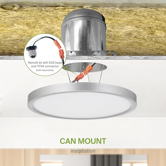 ASD LED 9" Round Flush Mount Ceiling Light Fixture, Low Profile Surface (6 Pack)