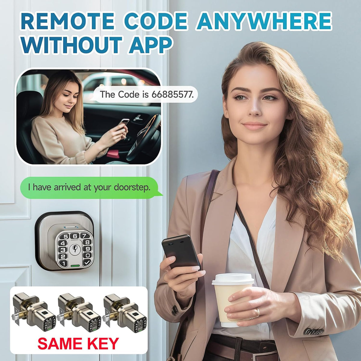 richelock fingerprint door knob, smart biometric door lock showing dimensions