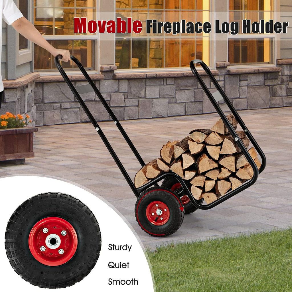 happygrill firewood cart with wheels, rolling fire wood, package contents
