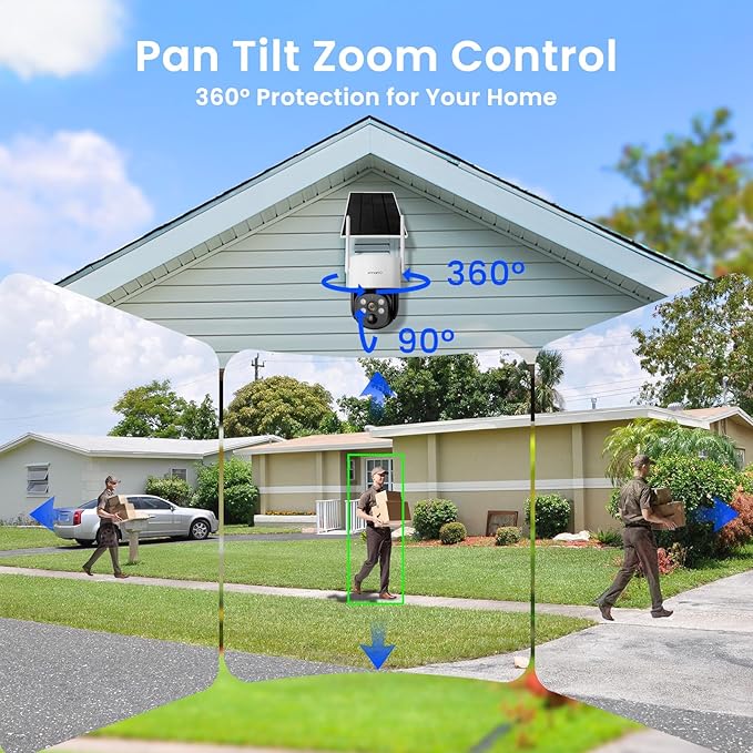 xmartO Solar/Battery-Powered Wire-Free PTZ Home Security Camera Wireless