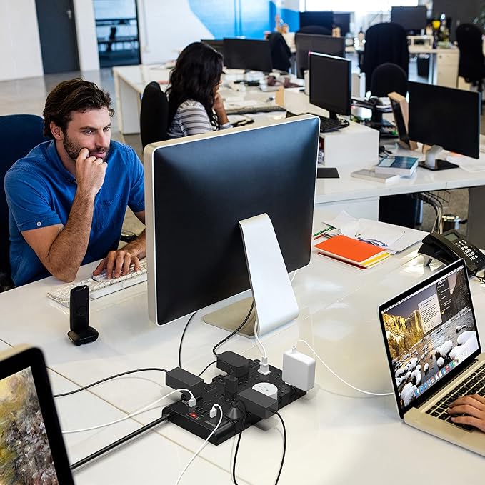 Extension Cord 10 Ft, SUPERDANNY Power Strip Surge Protector