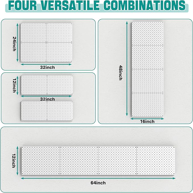 EVERHANGER Metal Pegboard Panels, Heavy Duty Pegboard Wall Organizer, Garage