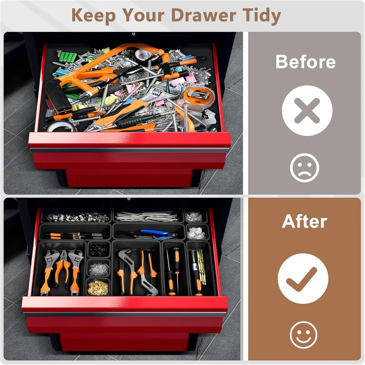 a-lugei【𝟳𝟬pcs 𝟲𝗦𝗶𝘇𝗲】 tool box organizer and storage drawer, side view