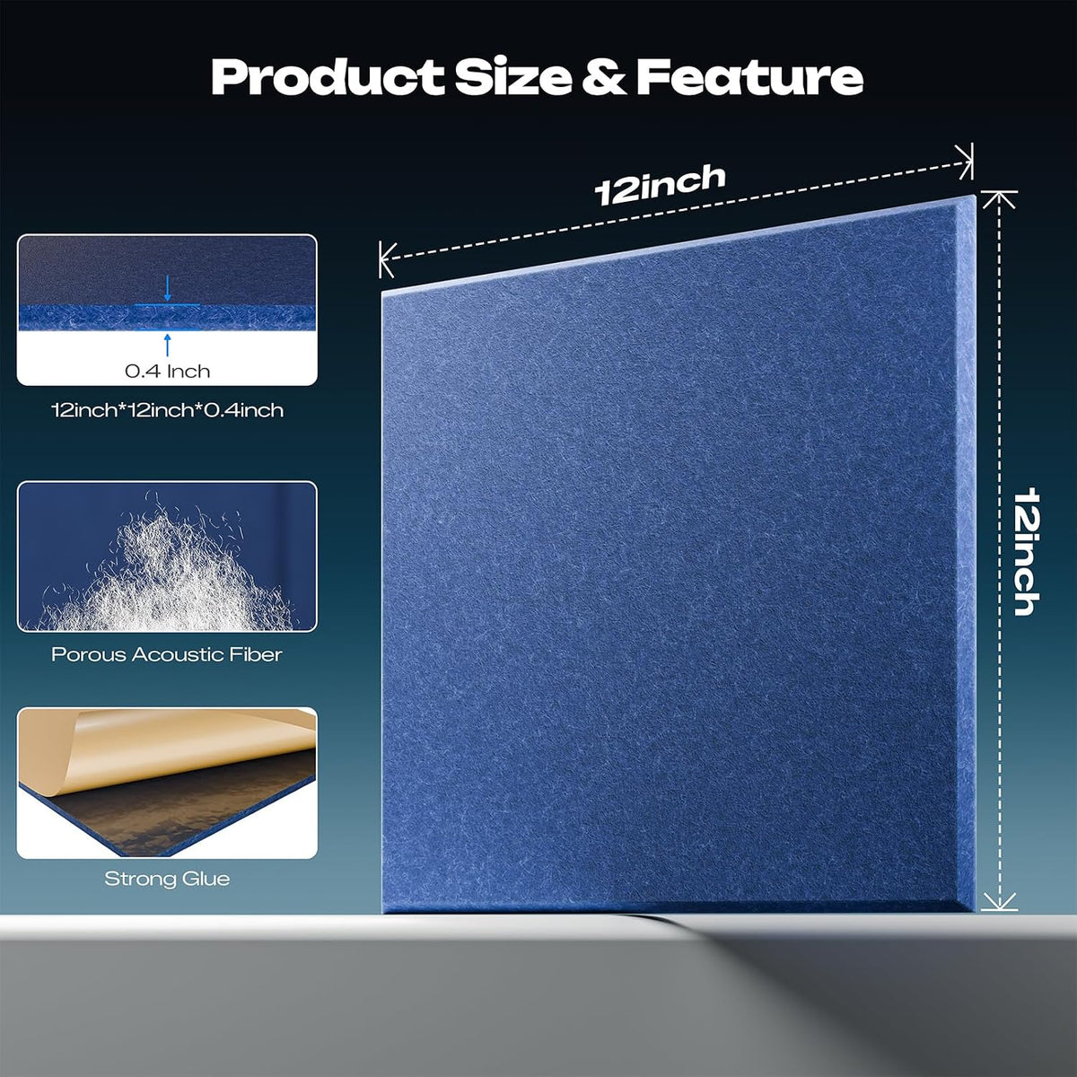 sonicism 22 pack acoustic wall panels, side view