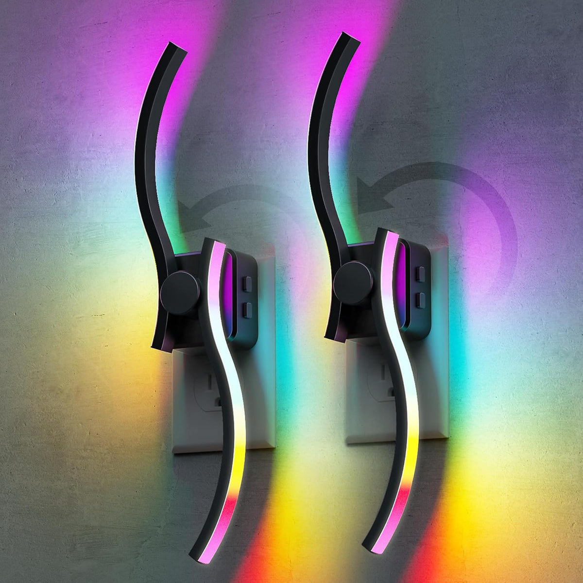 L LOHAS LED Night Light, 2 Pack Night Lights Plug into Wall, Modern Nightlight