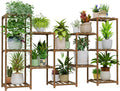 Bamworld Large Plant Shelf Outdoor Wood Plant Stand Large Rack for Living