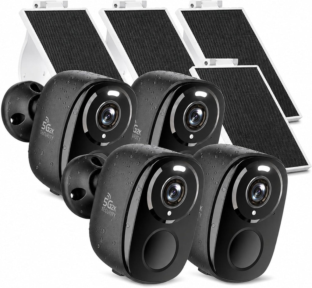 4Pack 5GHz/2.4G Security Cameras Wireless Outdoor with Solar Panels